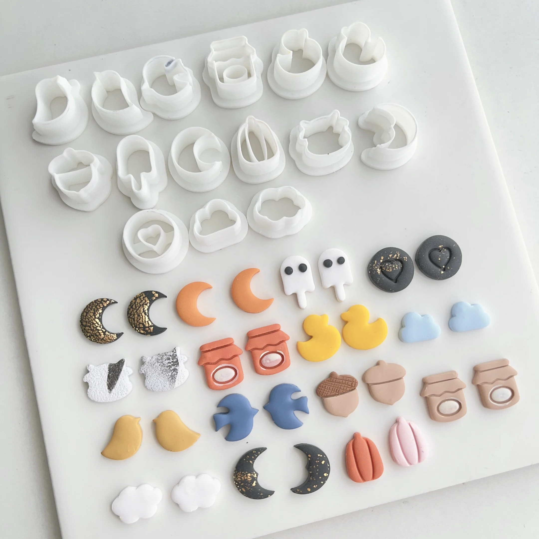 Mini Polymer Clay Cutters Cute Moon/Cow/Bird/Cloud Shape Clay Cutting Molds For DIY Earrings Jewelry Decoration Makings