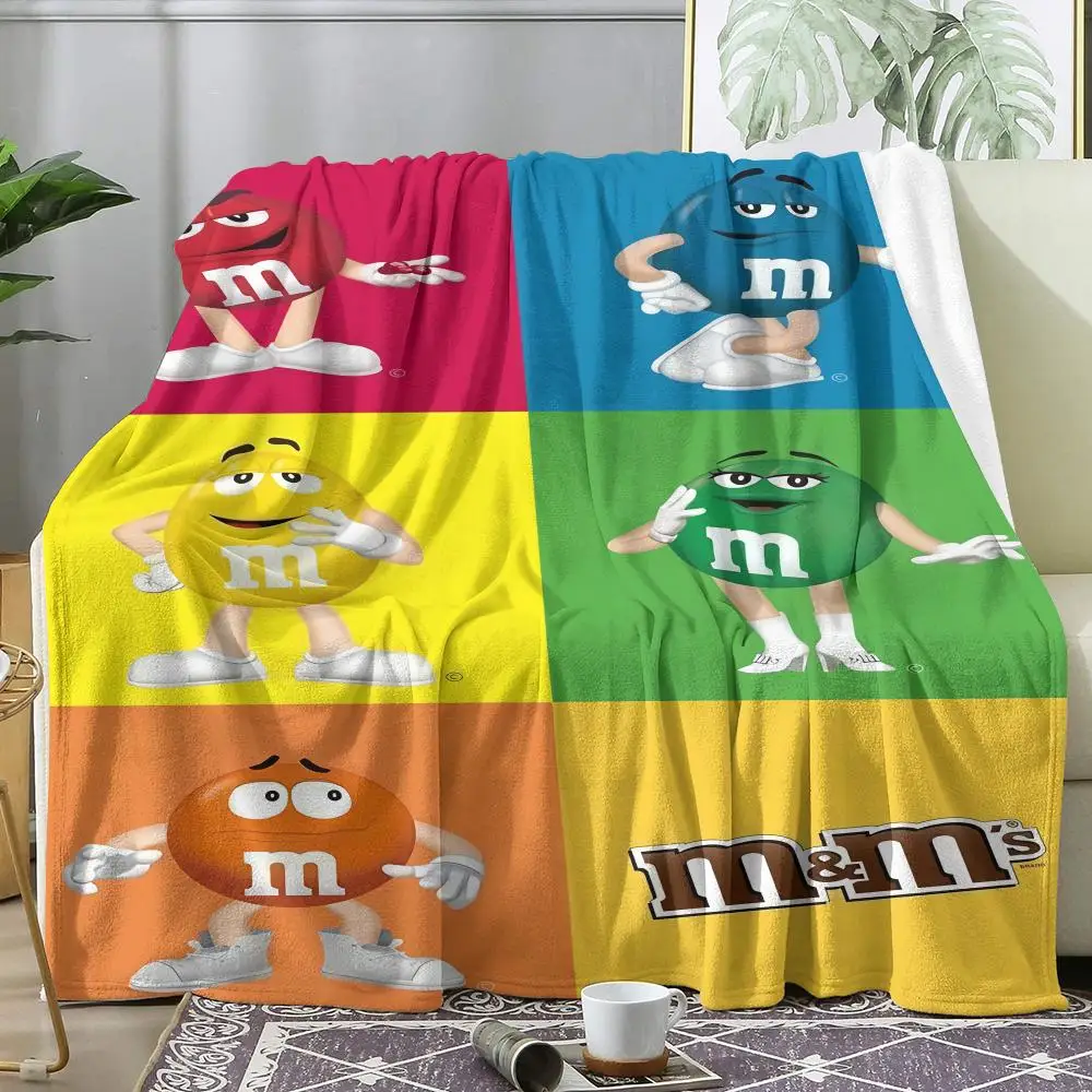 M-M&M-M's  Design Throw Soft Flannel Throw Summer Blanket Lightweight Cozy Nap Blanket for Sofa Bed Travel