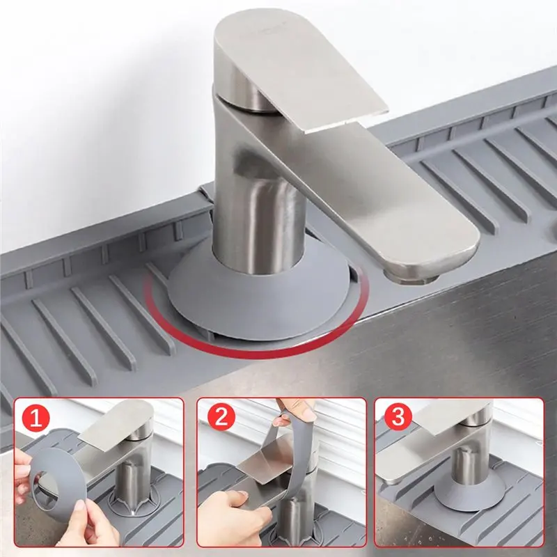 B-Est بطانة حماية من السيليكون بالتنقيط الحرس حصيرة ل بالوعة صغيرة صنبور سبلاش مقبض ل اكسسوارات المطبخ 4 قطعة #3