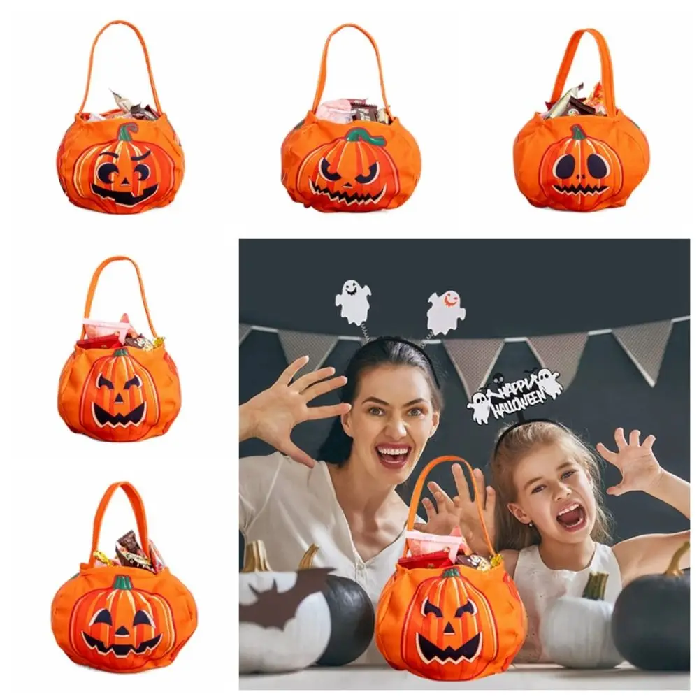 Funny Cloth Halloween Candy Bag Trick or Treat Tote Bags Pumpkin Candy Bucket Gifts Pouch Handbag Party