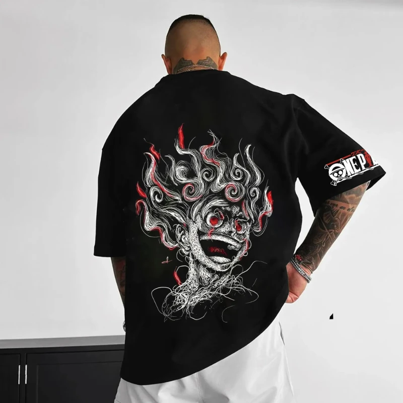 

ONE PIECE Luffy Sauron Japanese Anime Hot-blooded Men's T-shirt Classic Portrait Pure Cotton Fashion Unisex Harajuku Y2K
