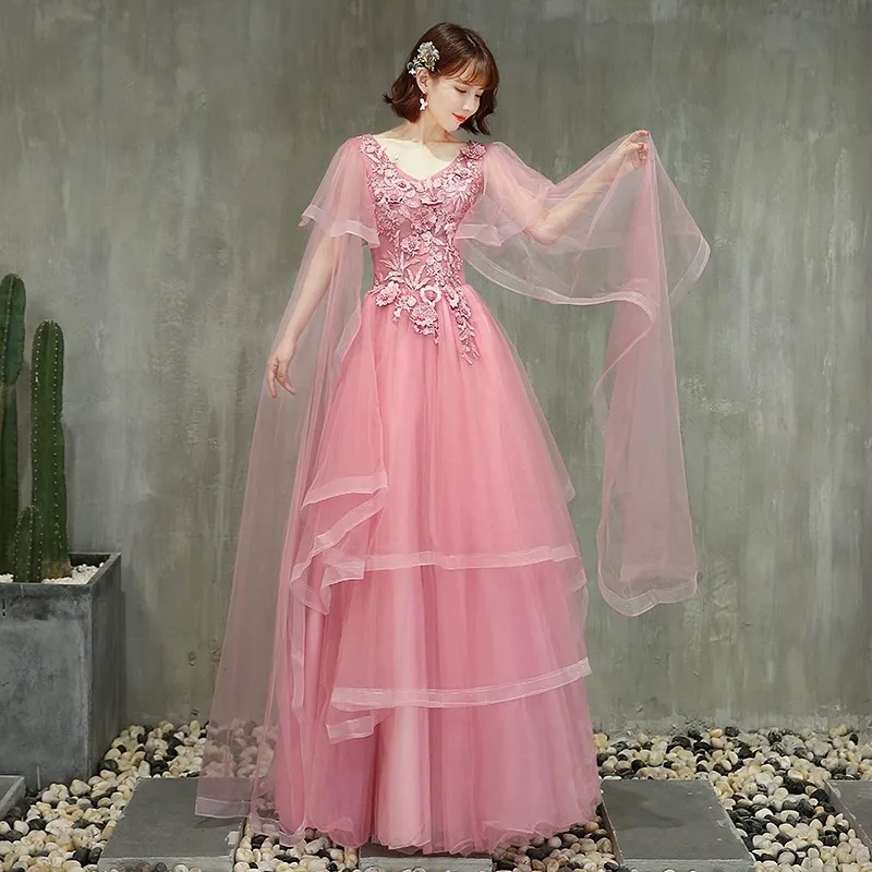 2025 novo banquete feminino emagrecimento bordado com decote em v vestido de noite moda malha voz palco anfitrião festa doce grande balanço vestido