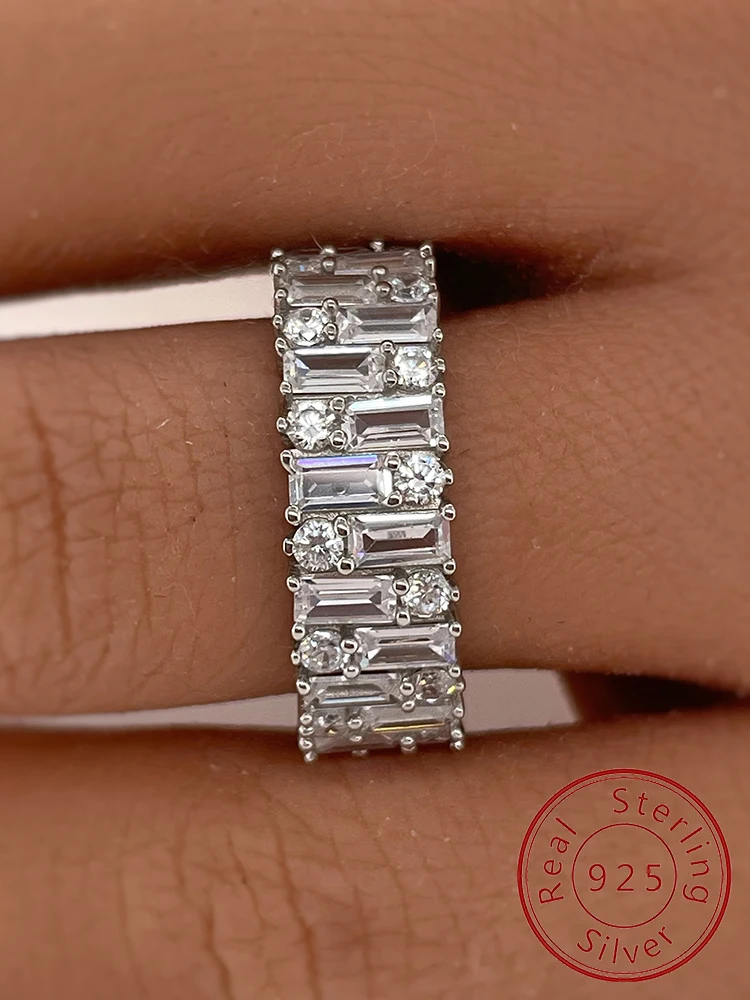 925 Sterling Silver Simplicity Classic Gorgeous Shiny Zircon Ring For Women Engagement Wedding Luxury High Quality Fine Jewelry