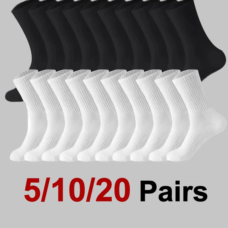 5/10Pairs Neutral Round Neck Socks Spring Summer Sweat Absorbing Breathable Comfortable All-Season Sports Men's High Classic