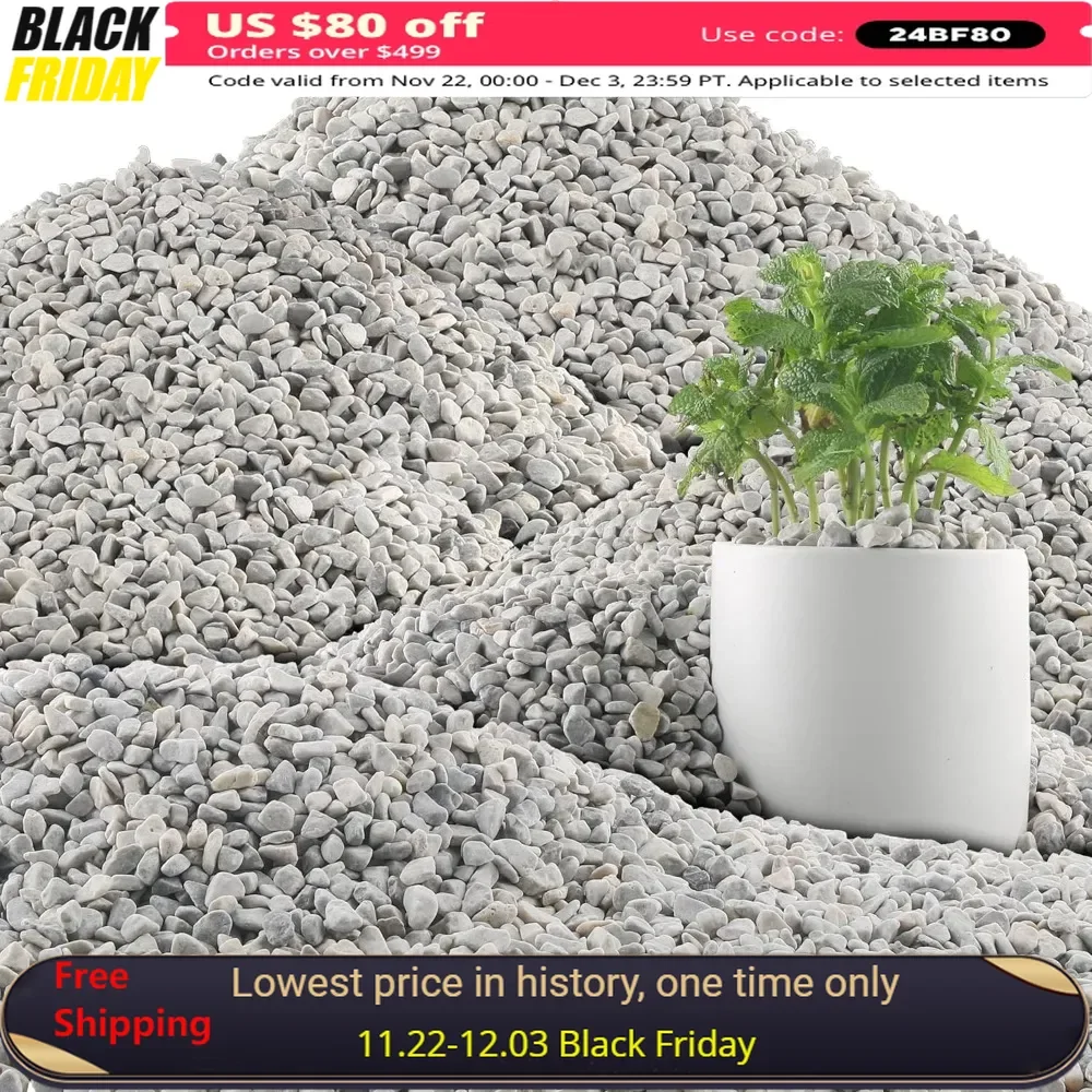 45LB 0.3-0.6 Inches Decorative Pebble for Landscaping, Vases, Aquariums, Pea Gravel Decorative Pebble