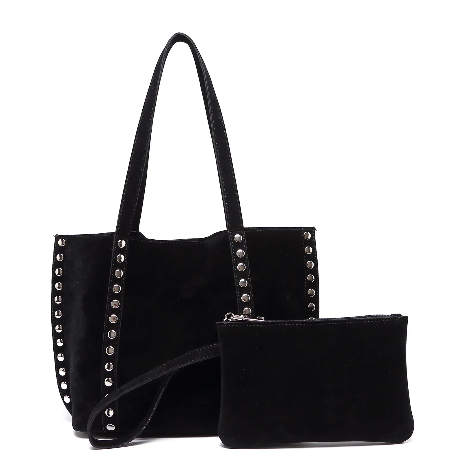 

Модные сумки на плечо с заклепками НОВЫЕ роскошные дизайнерские сумки для женщин Сумки из искусственной замши Кошельки для покупок 2 сумки/компл. Композитная сумка