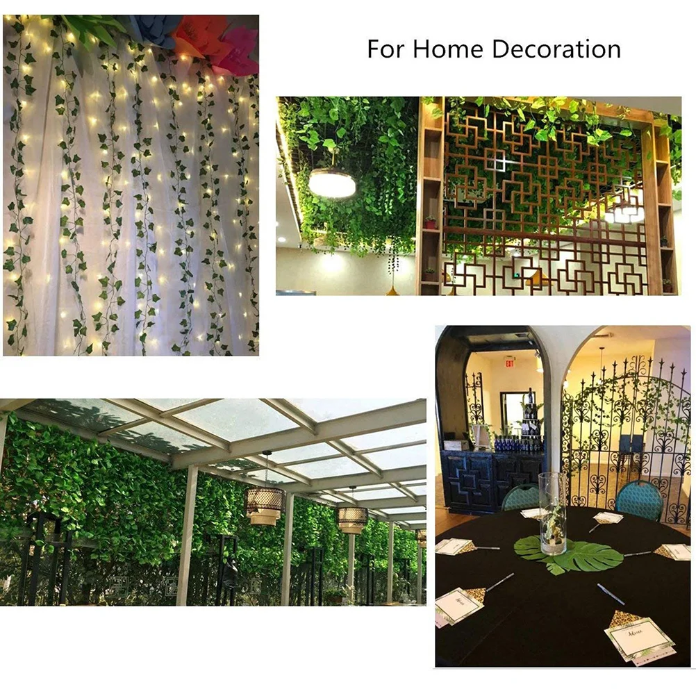 2M 20 LED Artificial Green Leaf String Lights Battery Operated Fairy Light Hanging Decoration Leaf Plants Garland Lamp For Home