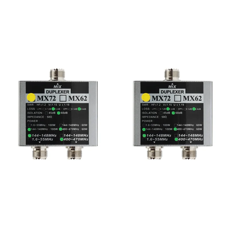2X Walkie Talkie Ham VHF UHF Трехдиапазонная любительская двухсторонняя радиоантенна Combiner MX72 60-100 Вт линейная антенна Duplexer-ABJU