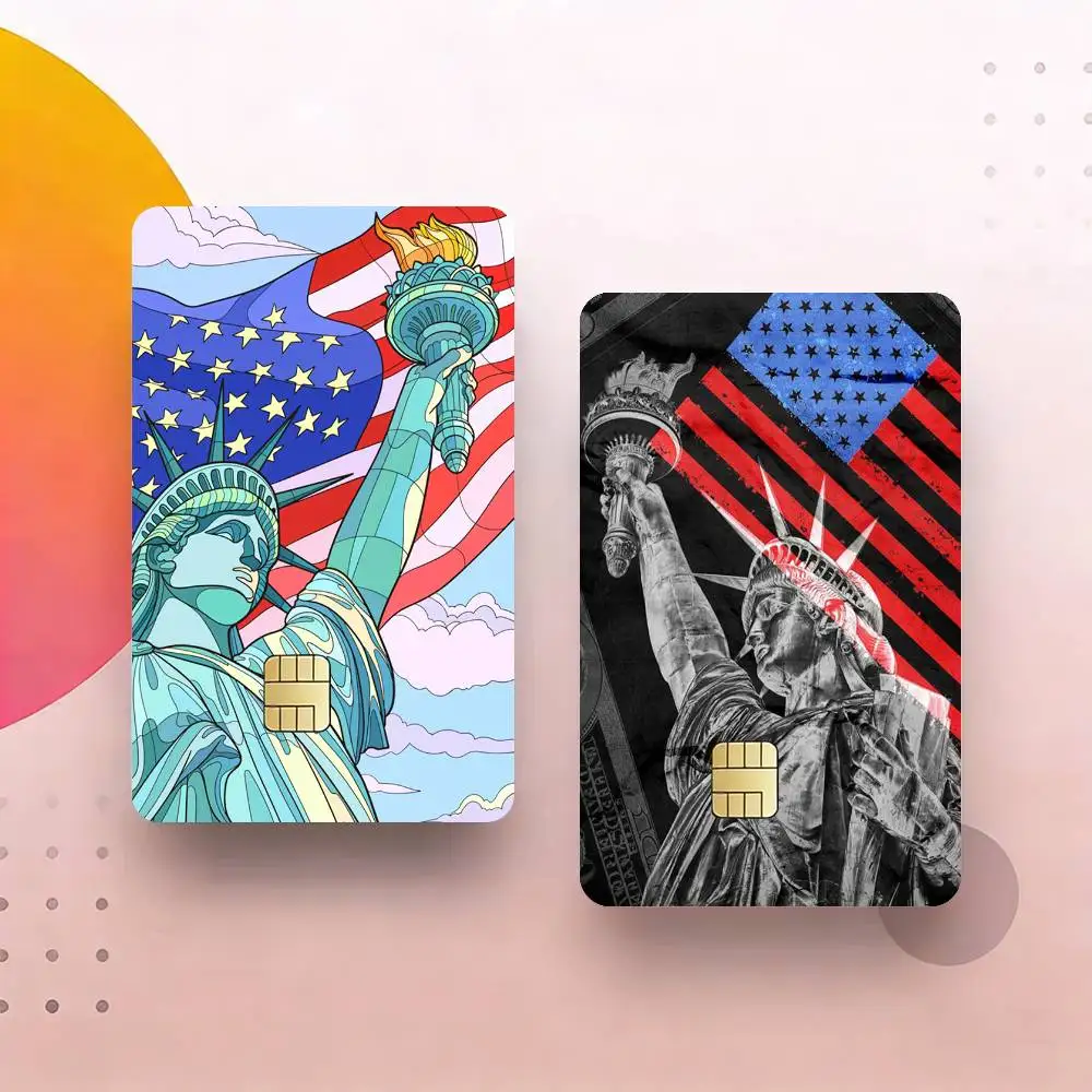 

America USA Flag S-Statue L-Liberty Sticker Decoration Creative Bank Card Bus Metro Waterproof Sticker