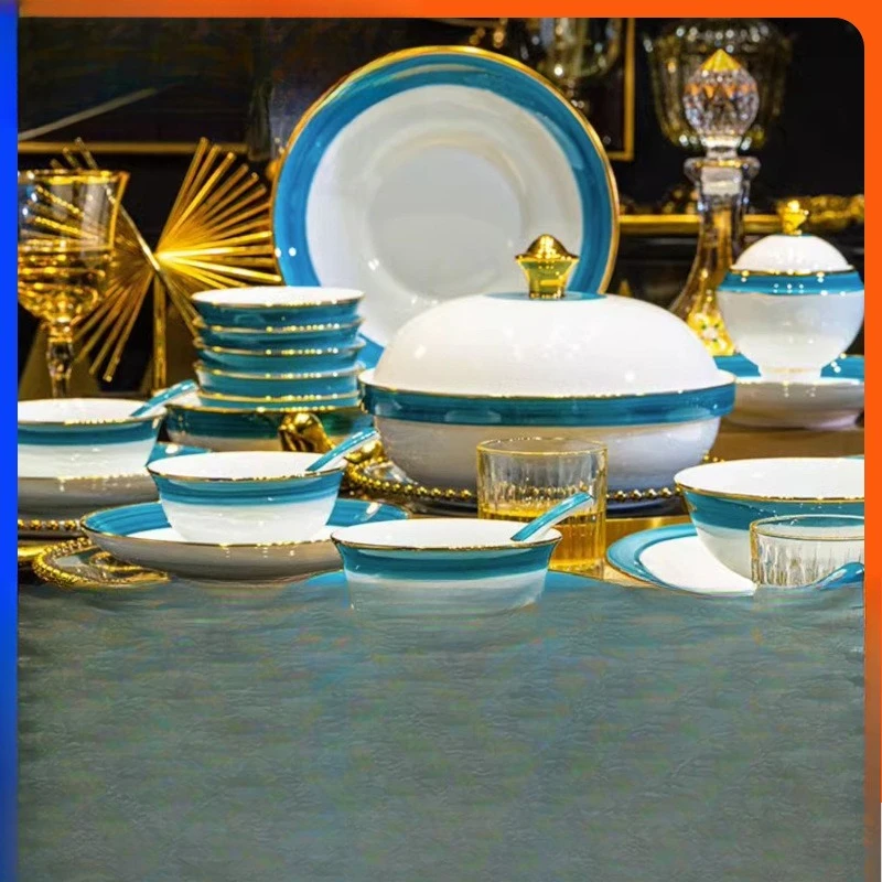 

High white porcelain underglaze color high-end dish set household Joe