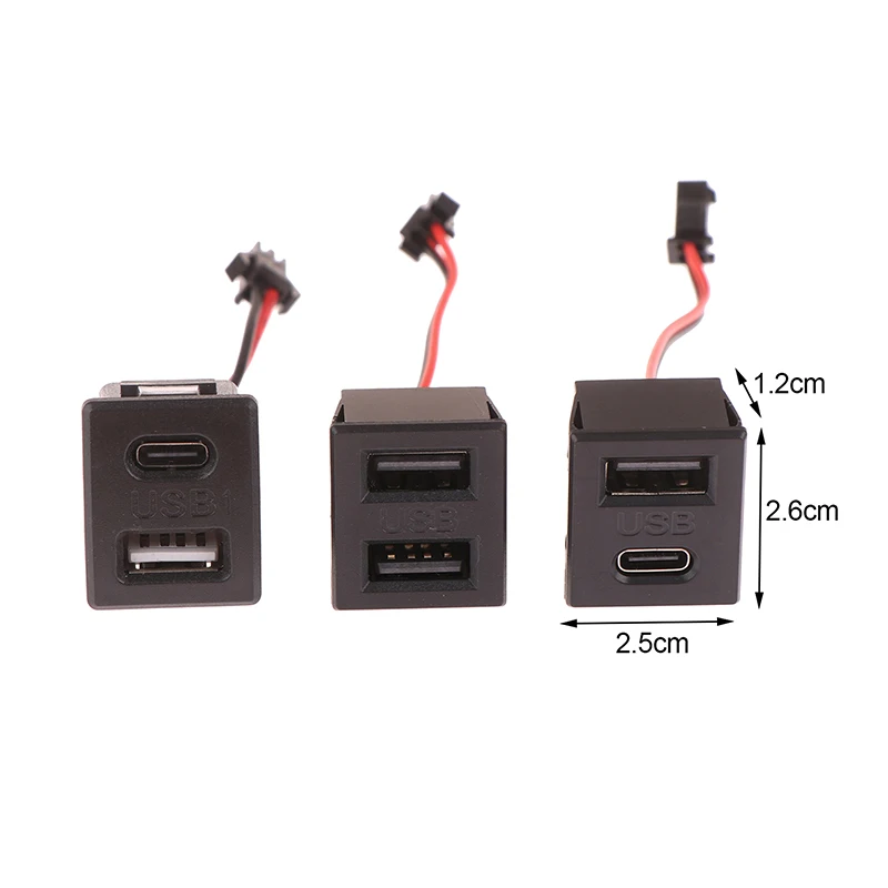 1Pc Double-Layer USB Female Base Type-C Socket And Female USB Charging Socket Power Socket With Cable Connector