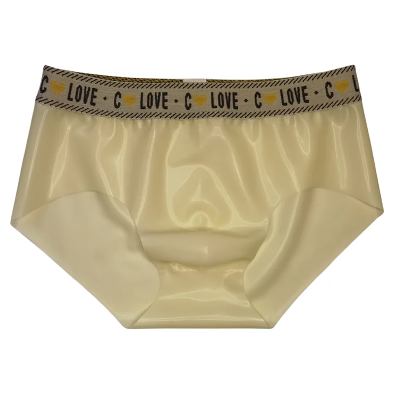 Latex Seamless Men's Convex Pouch Briefs Rubber Underwear Glossy Man Sexy Exotic Panties Male Lingerie Underpants Трусы Мужские