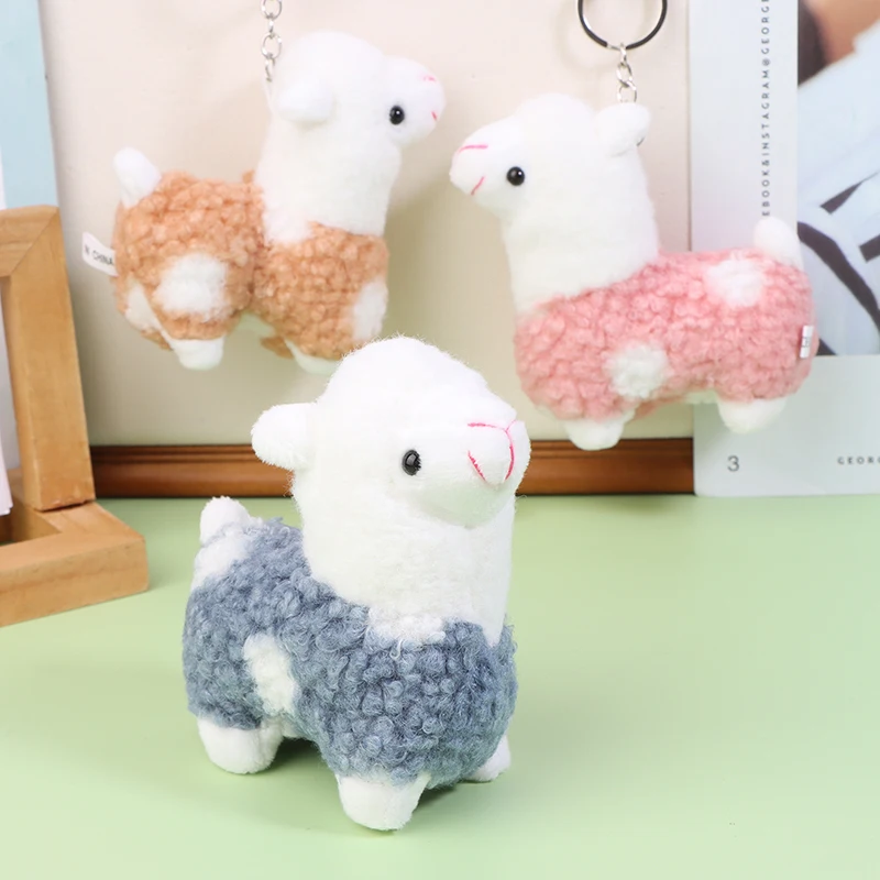 Cartoon Plush Animal Keychain Cute Alpaca Stuffed Plush Doll Pendant Key Chain Multicolor Doll Keyring Bag Decoration Cute Gifts