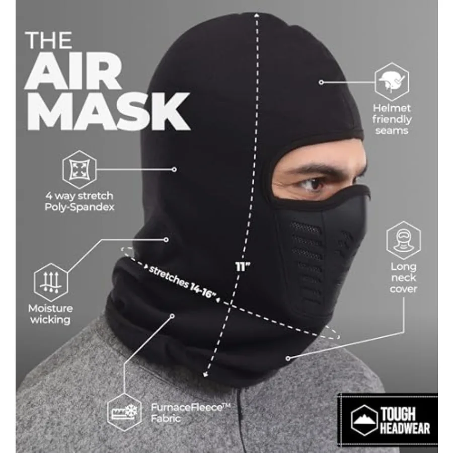 Máscara de esqui balaclava para clima frio extremo, atividades ao ar livre, máscara facial com isolamento térmico e aberturas de ar respiráveis para o inverno