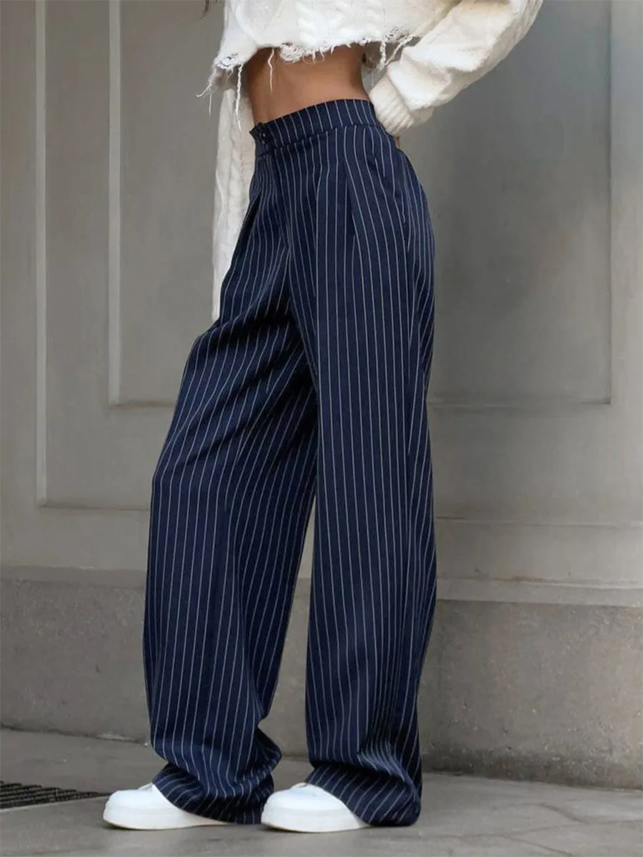 Bornladies – pantalon occidental rayé à jambes droites pour femme, ample, à la mode, costume de transport, nouvelle collection automne