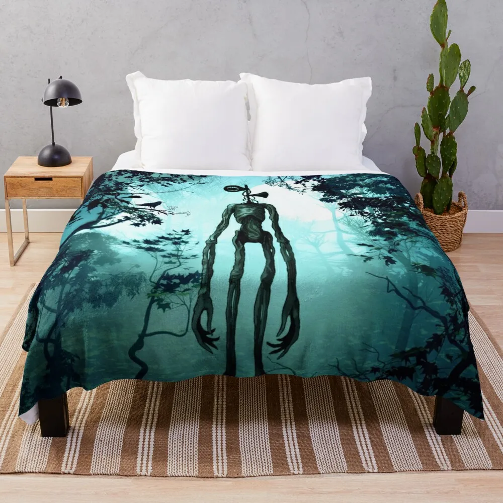 

Siren head in horror background Throw Blanket Single funny gift Fashion Sofas Travel Flannels Blankets