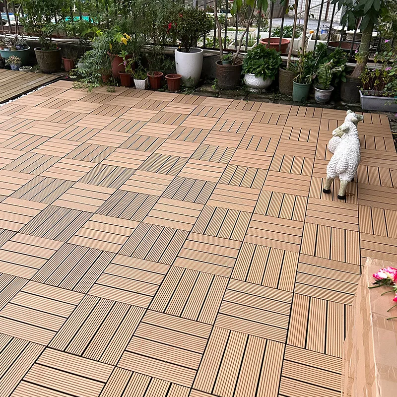 Beable Outdoor Eco-friendly  WPC Tiles Wood Plastic Composite DIY Interlocking Flooring