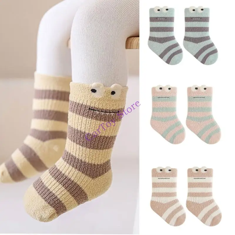 جوارب شتوية ناعمة للتدفئة في منتصف الساق، مبطنة بالقطيفة، وقت لعب مريح للأطفال من عمر عامين فما فوق