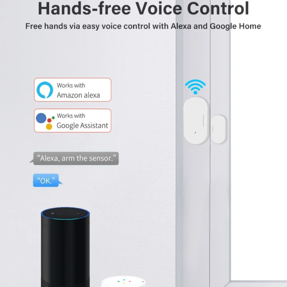 Датчик ветра двери Tuya Zigbee, датчик открытия и закрытия двери, охранный магнитный детектор, умная жизнь, работа с Alexa Google Home Automation