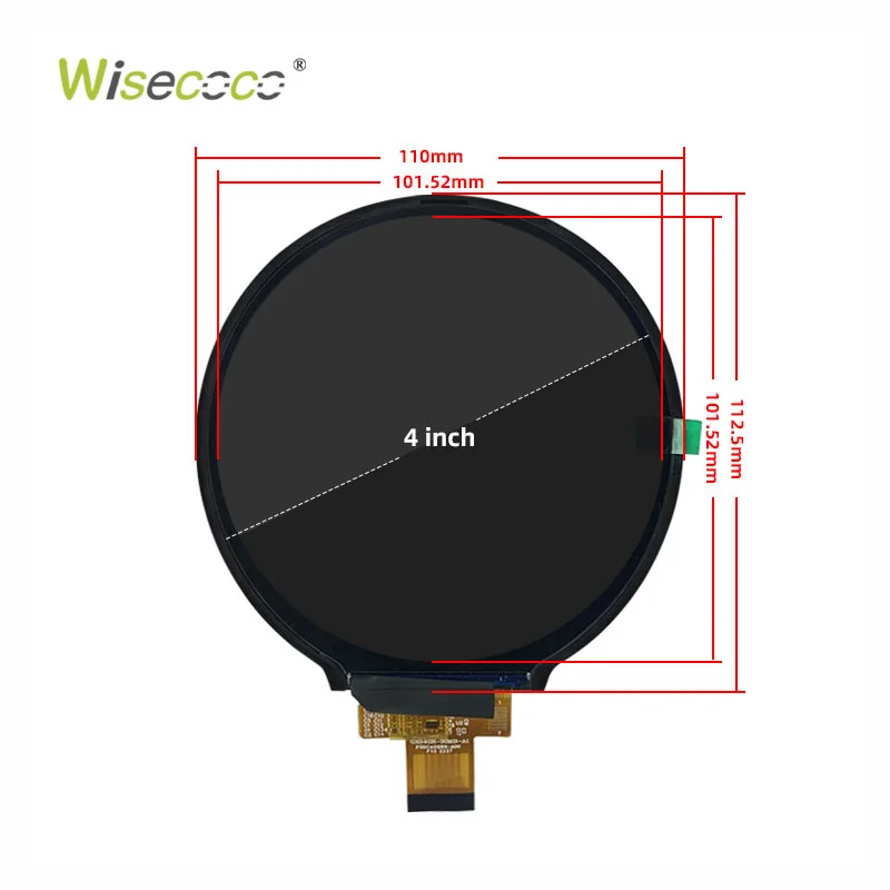 Wisecoco 4 Inch Round All Viewing Angle Circular-LCD-Display 720*720 IPS 1200nits High Brightness Round Tft-LCD Display Screen