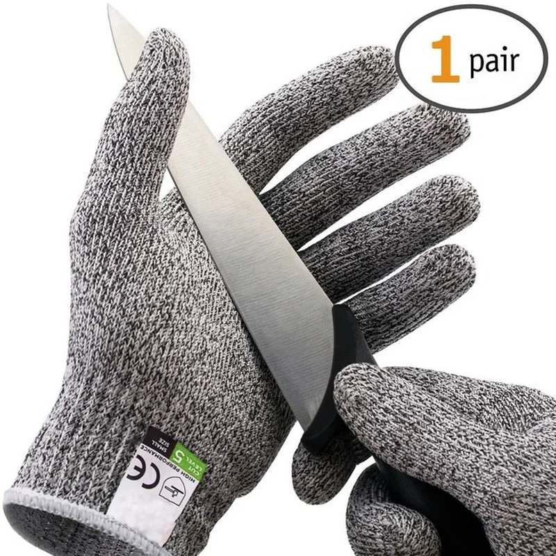 1 Pair Anti-cut Safety Gloves HPPE High-strength Cut Resistant Finger Protection Kitchen Fish Meat Cut Proof Work Glove