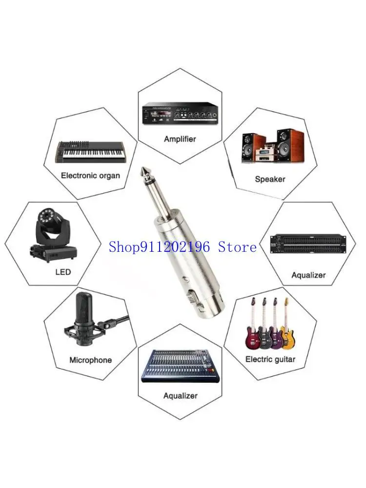 

P82A 1/4inch 6.35 Mono Male Plug to 3Pin Female Connector Conversion Adapter Silver