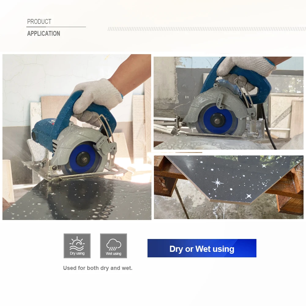 SHDIATOOL 1pc Diamond Cutting Disc A-shaped Blue Saw Blade 4\'\' Or 5\'\' High quality Steel Body For Marble Masonry Ceramic Tile