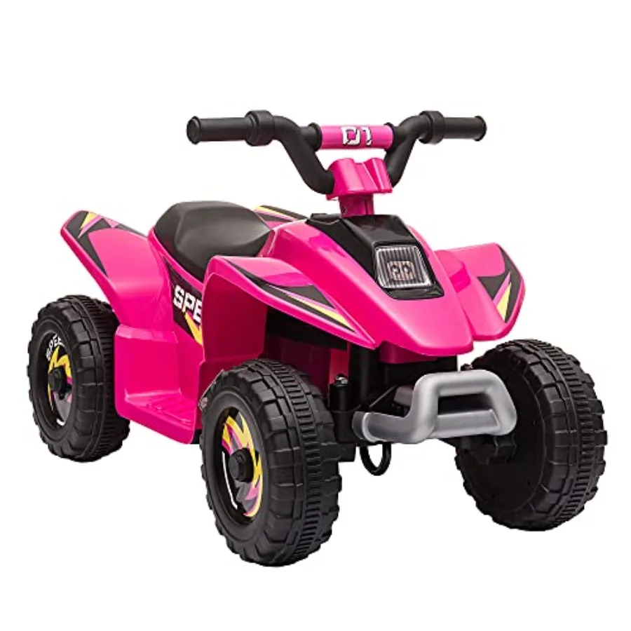 

ATV ride-on car for outdoor use, durable plastic body, red color, 6V battery with forward/reverse switch, safe for toddlers age