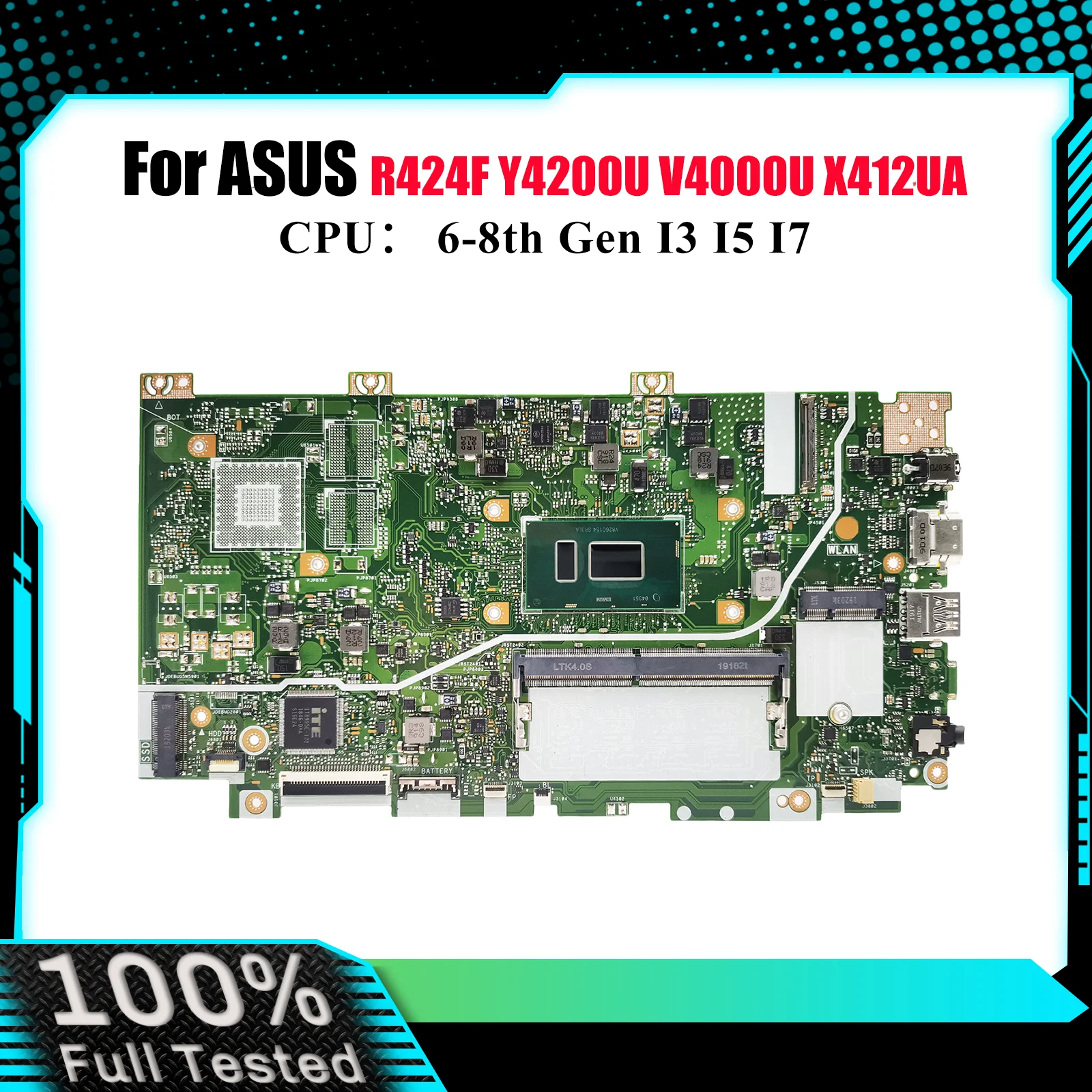 

Материнская плата для ноутбука X412UA ASUS VivoBook X412U X412UA V4000U R424F X412UB X412UF Y4200U с процессором I3 I5 I7, тест в порядке