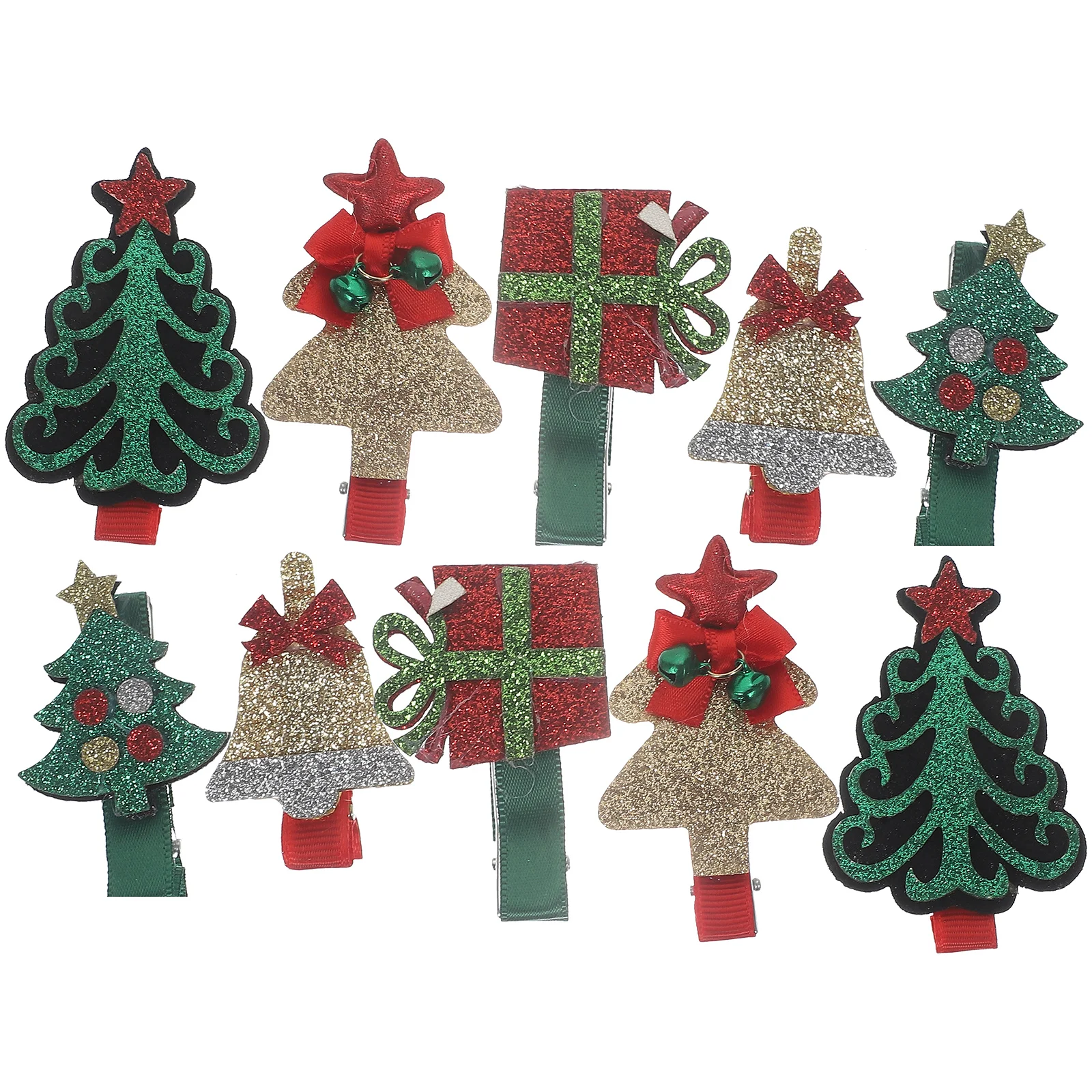 

10pcs Hair Clips Christmas Patterns Kids Girls Snap Barrettes Baby Accessories Bright Colors Stylish Practical Decorative