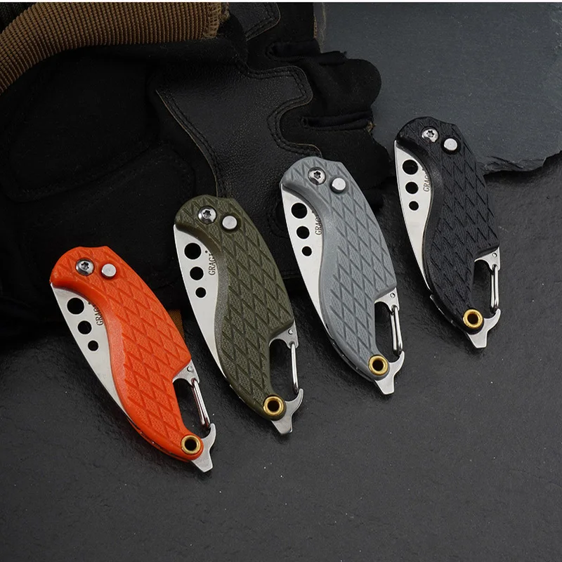Imagem -06 - Gragi-bolso Facas Keychain Presente Gancho Serrilhado Cortador de Corda Faca Pacote Portátil Express Uso Diário Outdoor Survival Tool Edc