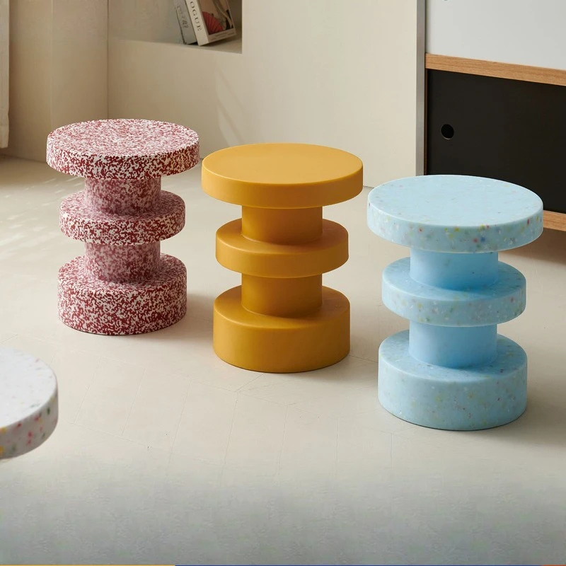 Color stacked column coffee table Nordic creative round table designer sofa edge several dopamine round
