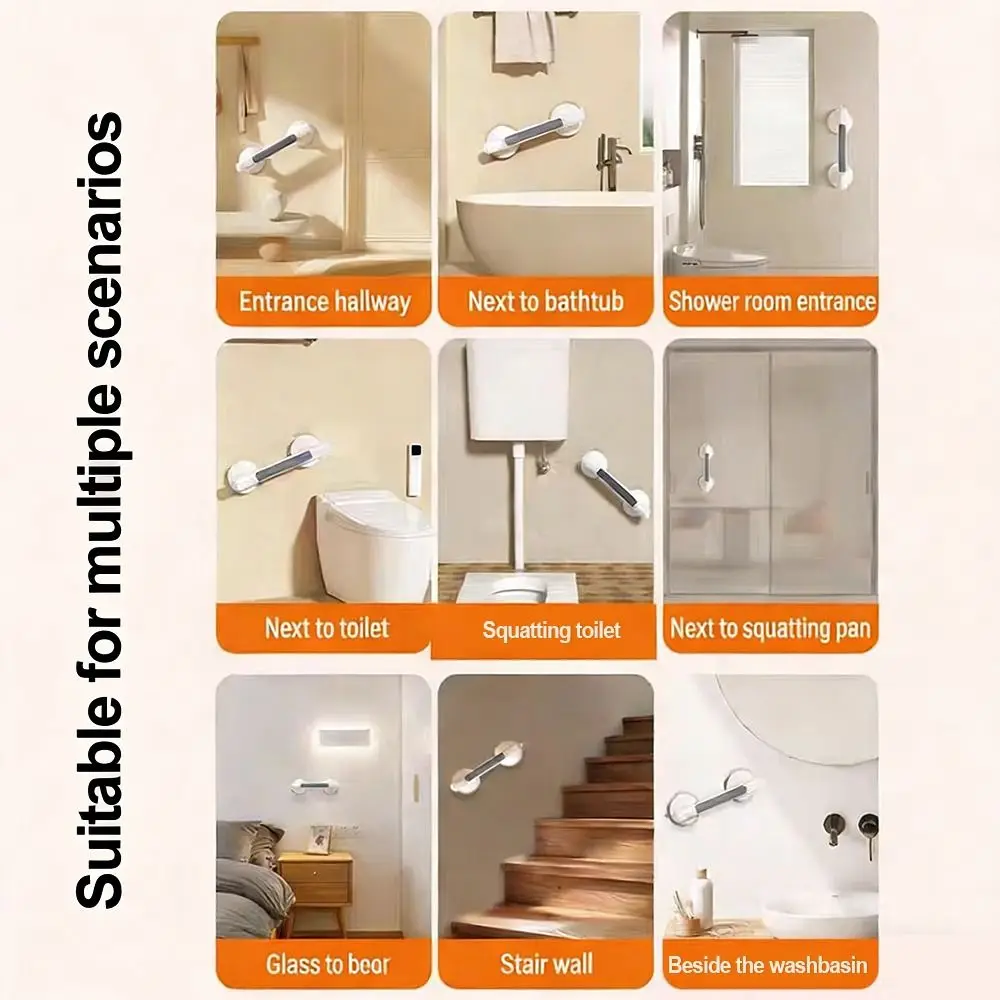 

Пластиковые ручки-присоски без сверления для ванной комнаты, противоскользящие опорные поручни для безопасности пожилых людей