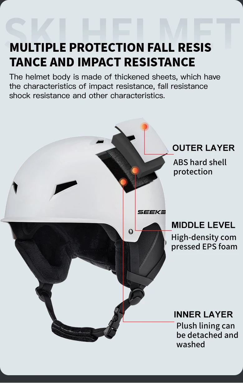 SEEKER Winter-Skihelm für Outdoor-Sportarten, Anti-Kollisions-Skihelm für Kinder und Erwachsene, Einzel- und Doppelbrett-Sicherheitsskihelm – Detail 9