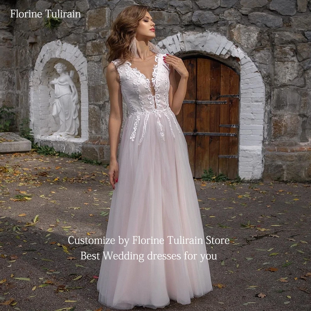 Vestido De novia elegante a la medida con cuello profundo y espalda descubierta para novias, traje De novia con cola De corte, 2023