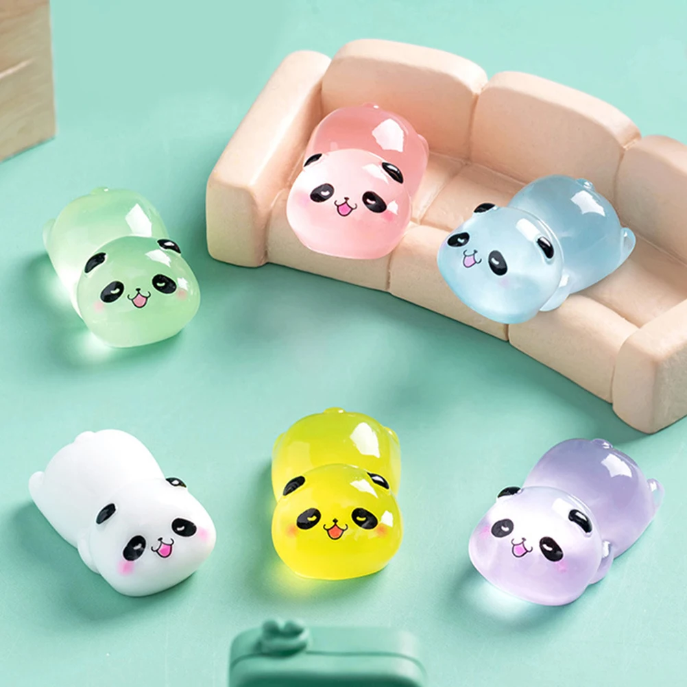 

12 pcs Resin Panda Figurines Miniature Animal Statues Glow in Dark Home Decor Desktop Garden Landscape Ornament