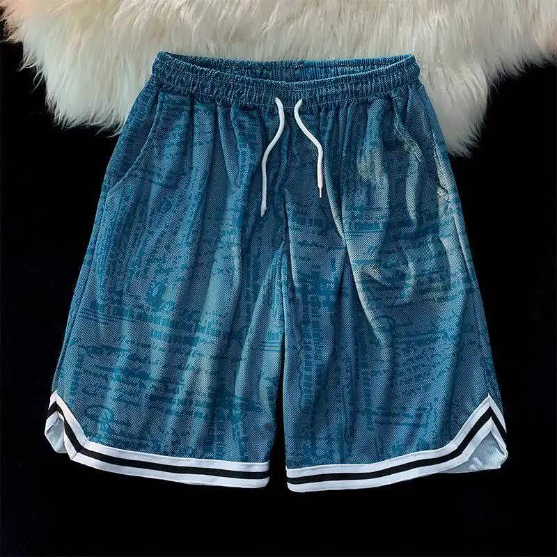 

American Style Basketball Shorts Quick Dry Five Inch Men's Trendy Loose over Knee Sports Thin Breathable mid Length Shorts