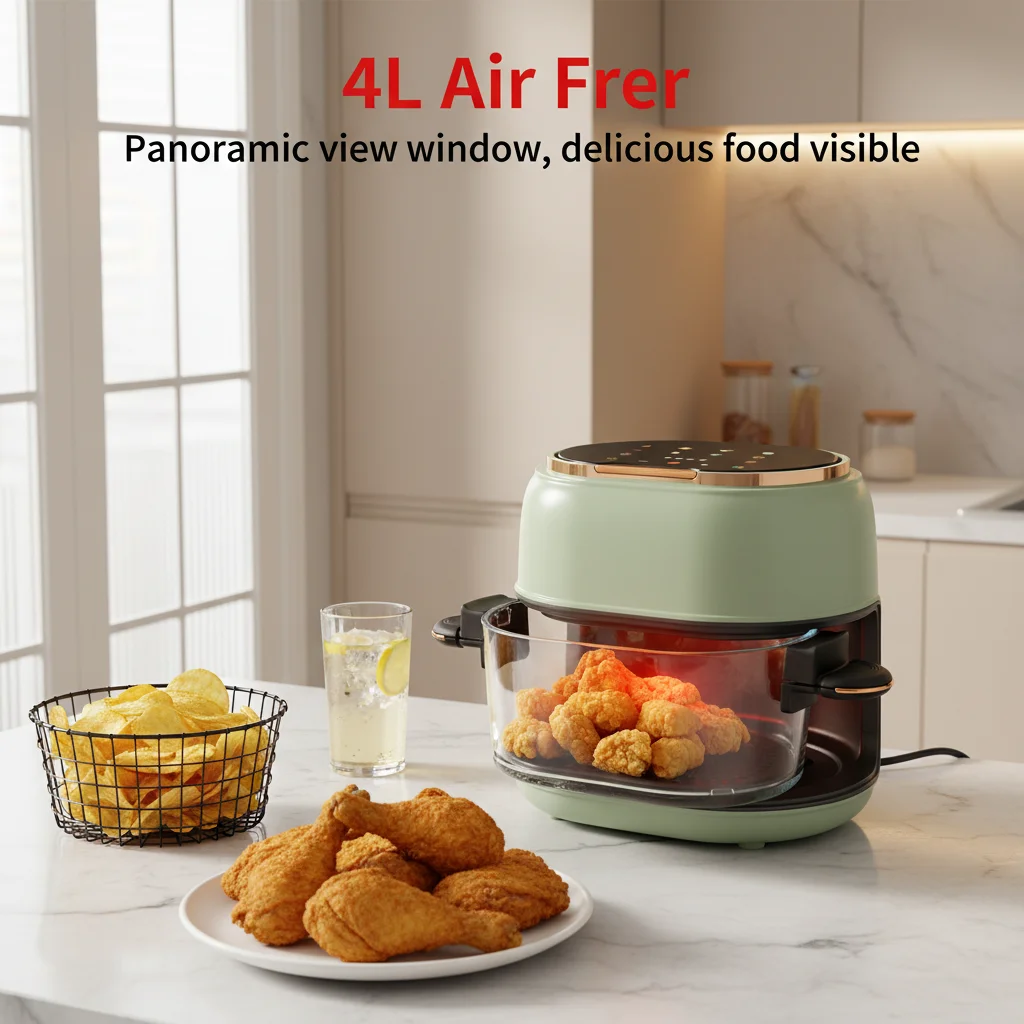 

4L Hot Air Fryer, Large Air Fryer, Visible Glass Air Fryer