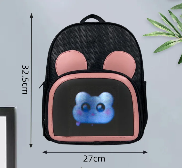 LED Backpack Emoji Screen Cute Parent-child Animal Ear Bag Casual Entertainment APP Customization Bluetooth connectivity