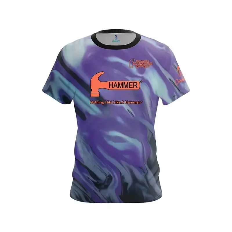 26-27 New HAMMER Bowling Shirt Printed Quick Drying Sports and Leisure Daily Men's Short Sleeved T-shirt Family Matching