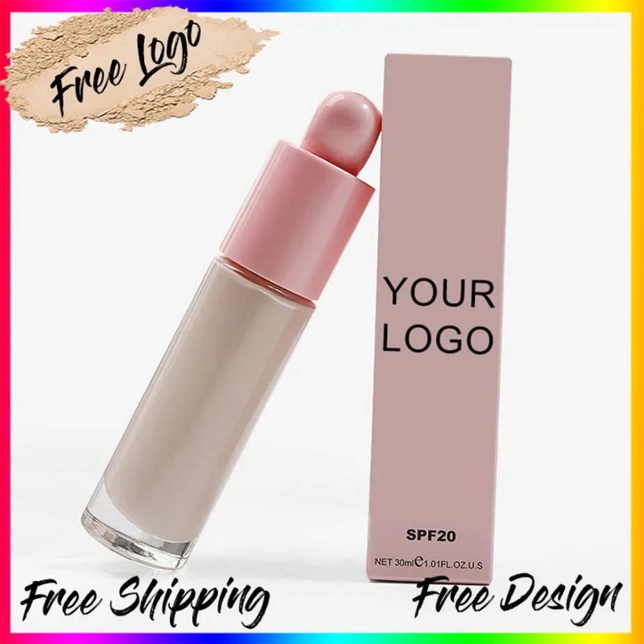 

Private Label Custom Logo Vegan Pink Heart Foundation Liquid 30ml Hydrating Concealer Press Design Wholesale Makeup Primer