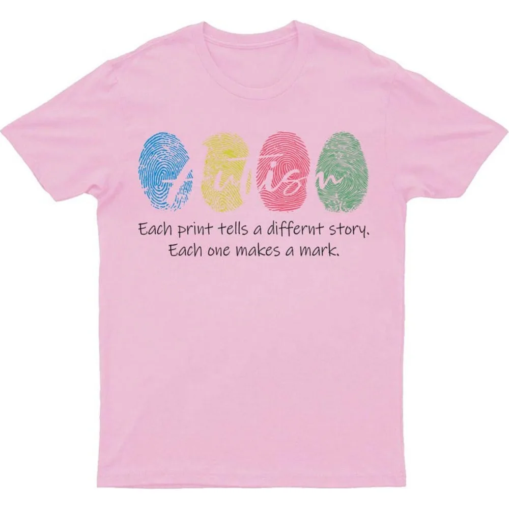 Autism Awareness Fingerprint T-Shirt: Autism Day Meme Tops Autism Support Charity Gift High Quality Cotton Tops Women Tees