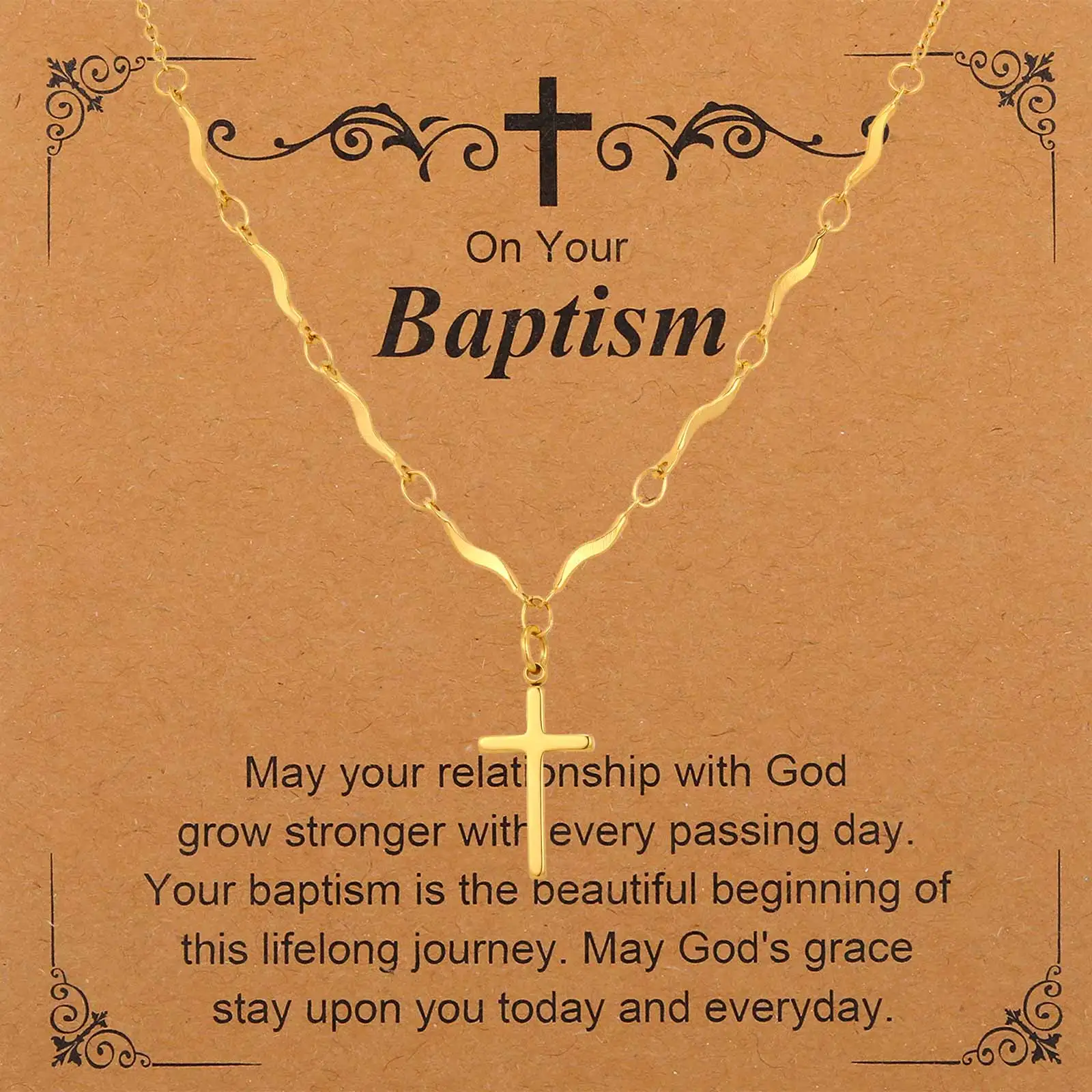 Cross Necklace for Women, Baptism First Holy Communion Confirmation Easter Gifts Teenage Christmas Gift for Mom Nephew