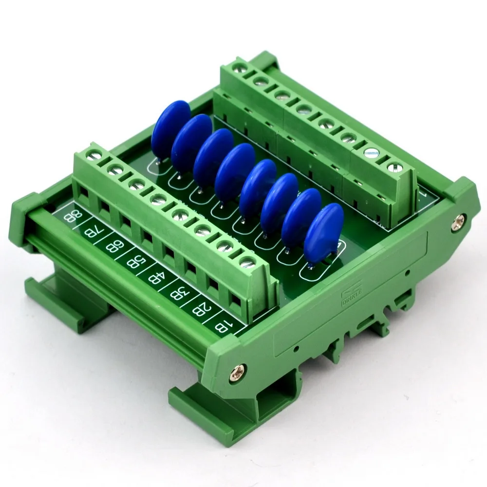 

8 Channels Individual DIN Rail Mount 275V SIOV Metal Oxide Varistor Interface Module, Surge Suppressor Protection SPD Board.