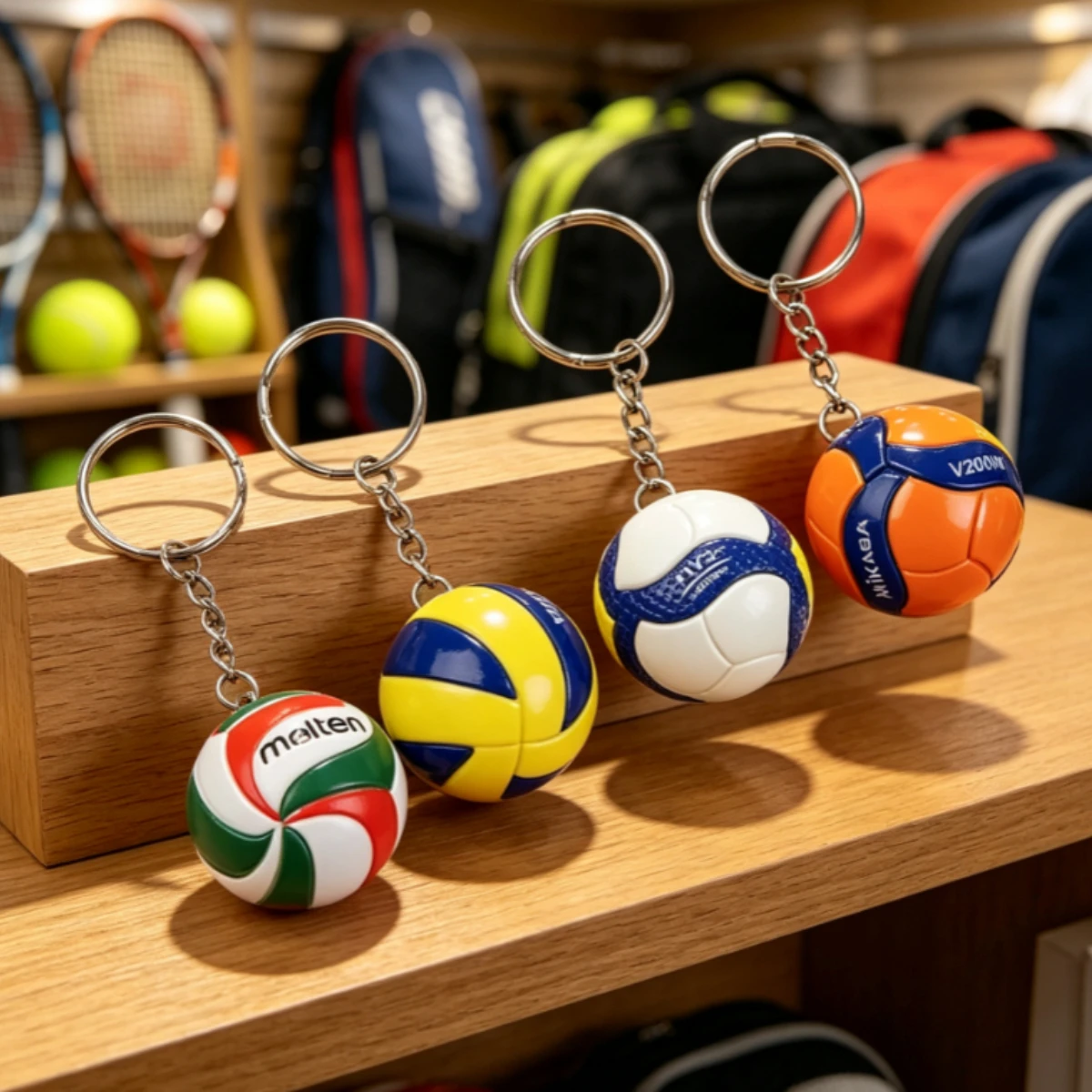 Sport Volleyball Bag Key Clip Mini 3D PU Volleyball Pendant Multi Color Print Split Key Ring Volleyball Team Car Key Decor