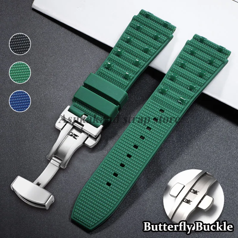Bracelet de montre en caoutchouc 22mm pour Breitling Avenger, Bracelet en Silicone souple, boucle papillon pour Seiko, Bracelet de remplacement