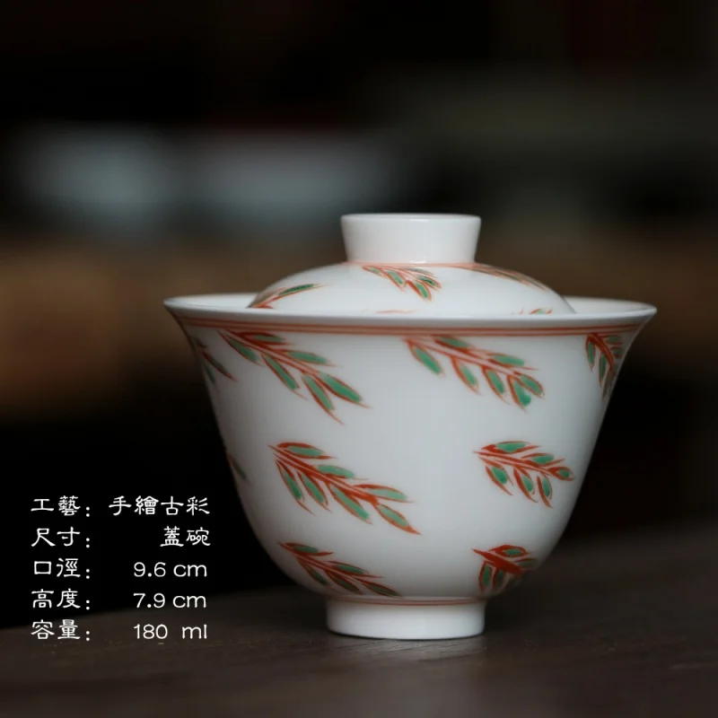 

★Hand Drawn Teaware Set Household Chinese Ceramic High-End Gift Box Jingdezhen Ancient Color Wheat Sixi Kung Fu Tea Set