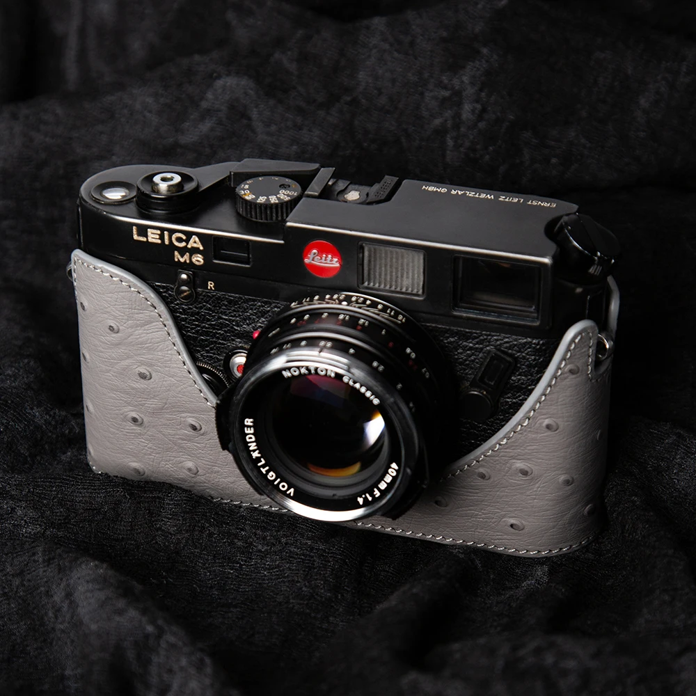 

M6 Case Ostrich Leather Protective Bag Cover for Leica MP M4 M3 MDa M2 M1 M6 Case MP M3 Camera Half Case Cover MDa M4 Bag Box