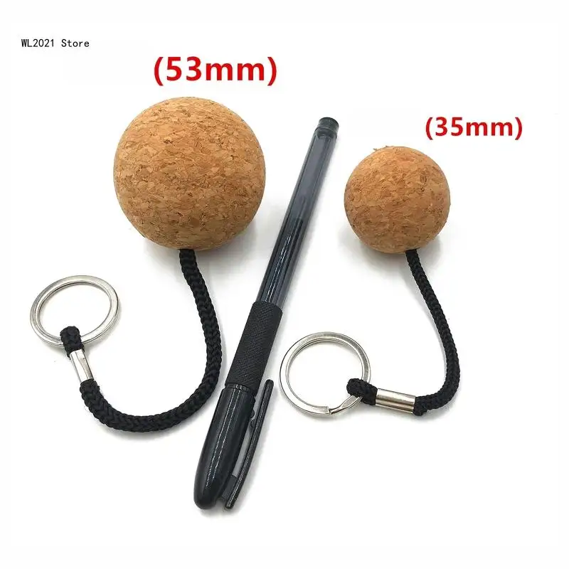 2Pieces Buoyant Ball Keyring Float Keychain Floating Cork Ball Keyring for Kayaking Boating Fishing Water Sport Supply