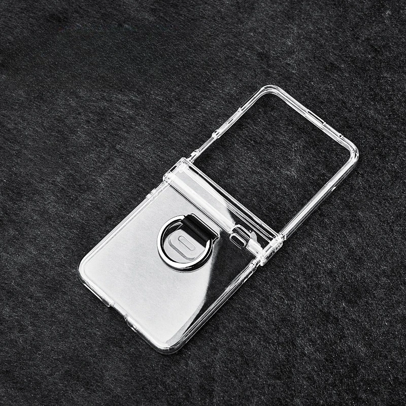 Transparente Handyhülle für Samsung Galaxy Z Flip 8 7 FE 6 5 4 3 Flip7 Flip6 Flip5 mit Ringschutz und klarem, schlankem Hartcover – Detail 10